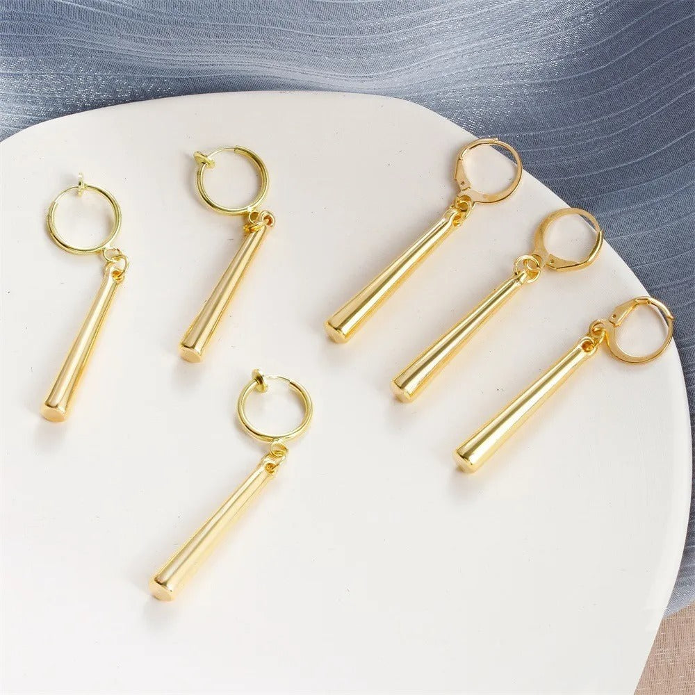 3PCS Gold Geometric Non-Pierced Earrings Women Hip Hop Jewelry