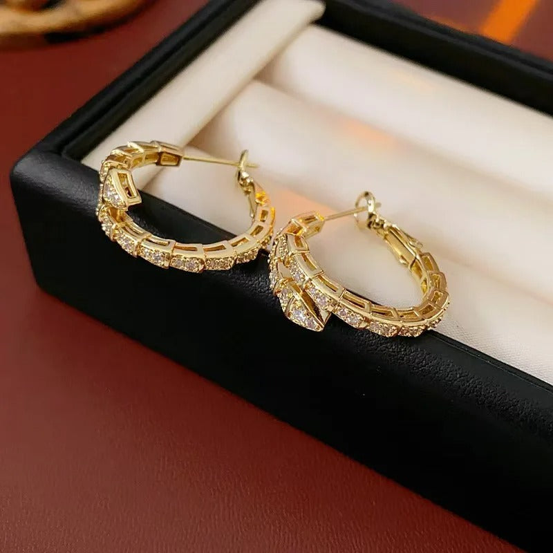 2025 Gold-Plated Serpent Zircon Earrings - Minimalist Luxury