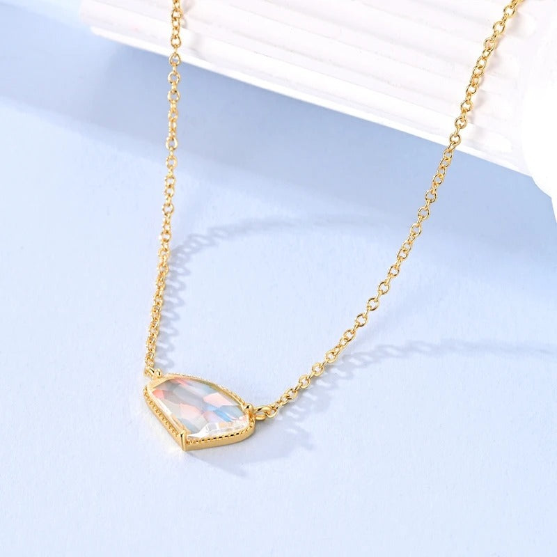 2025 New 925 Sterling Silver Necklace Aurora Crystal Golden Simple Necklaces for Women Anniversary Birthday Jewelry Gift Female