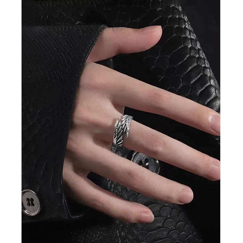 Punk Gothic Angel Demon Wings Creative Ring for Lovers