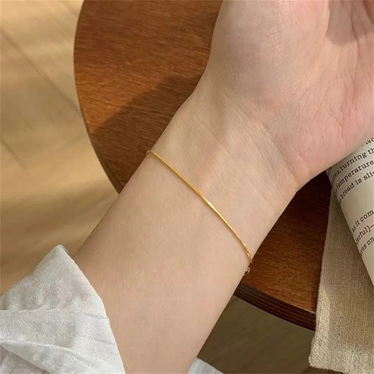 New Ultra-fine Stainless Steel Snake Chain Bracelet Gold Color Simple Bracelet For Women Jewelry Accessories