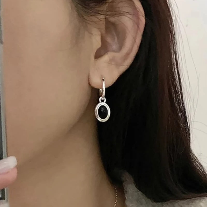 Allergy-Free Black Ball Drop Earrings Women Korean Trendy Jewelry
