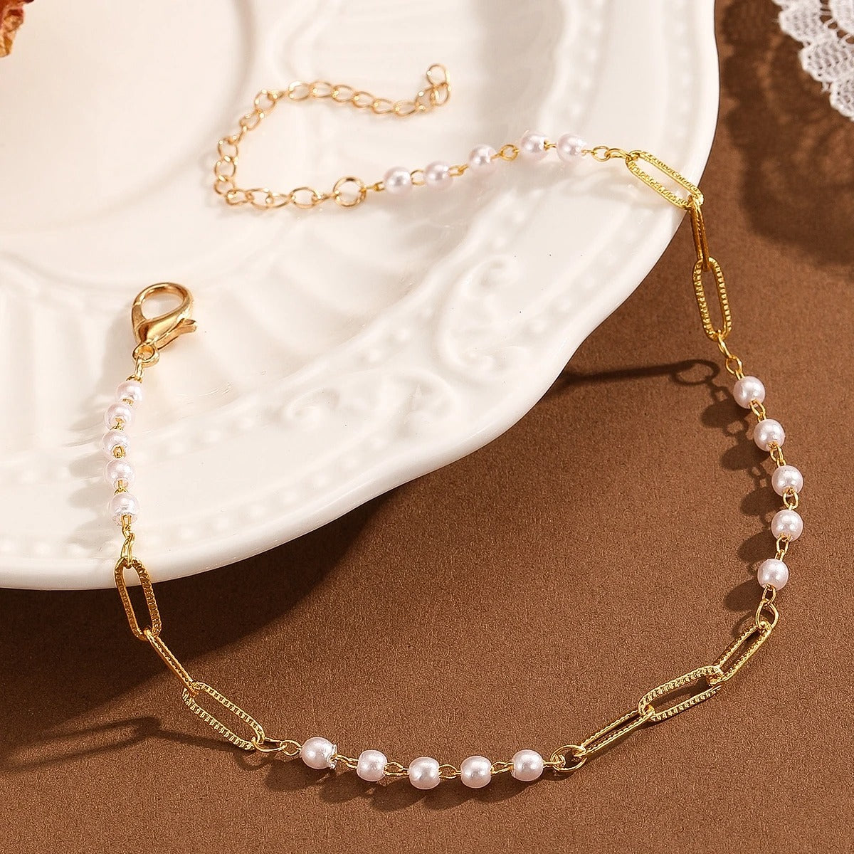 Kinitial Bohemian Simulated Pearl Chain Wedding Anklet Bracelet For Women Pendant Anklet Jewelry Gift