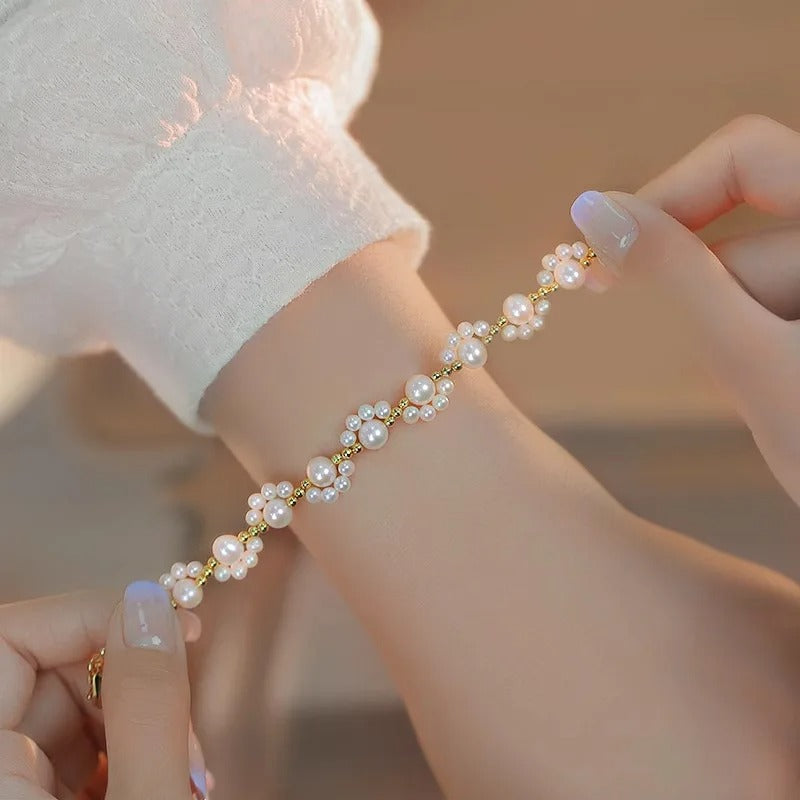 Cute Animal Paw Pearl Bracelet Gold Color Jewelry for Women