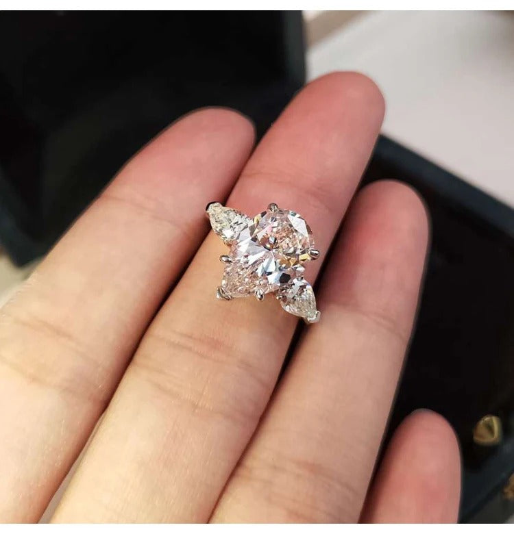 Exquisite CZ Water Drop Ring Proposal Wedding Anniversary Gift