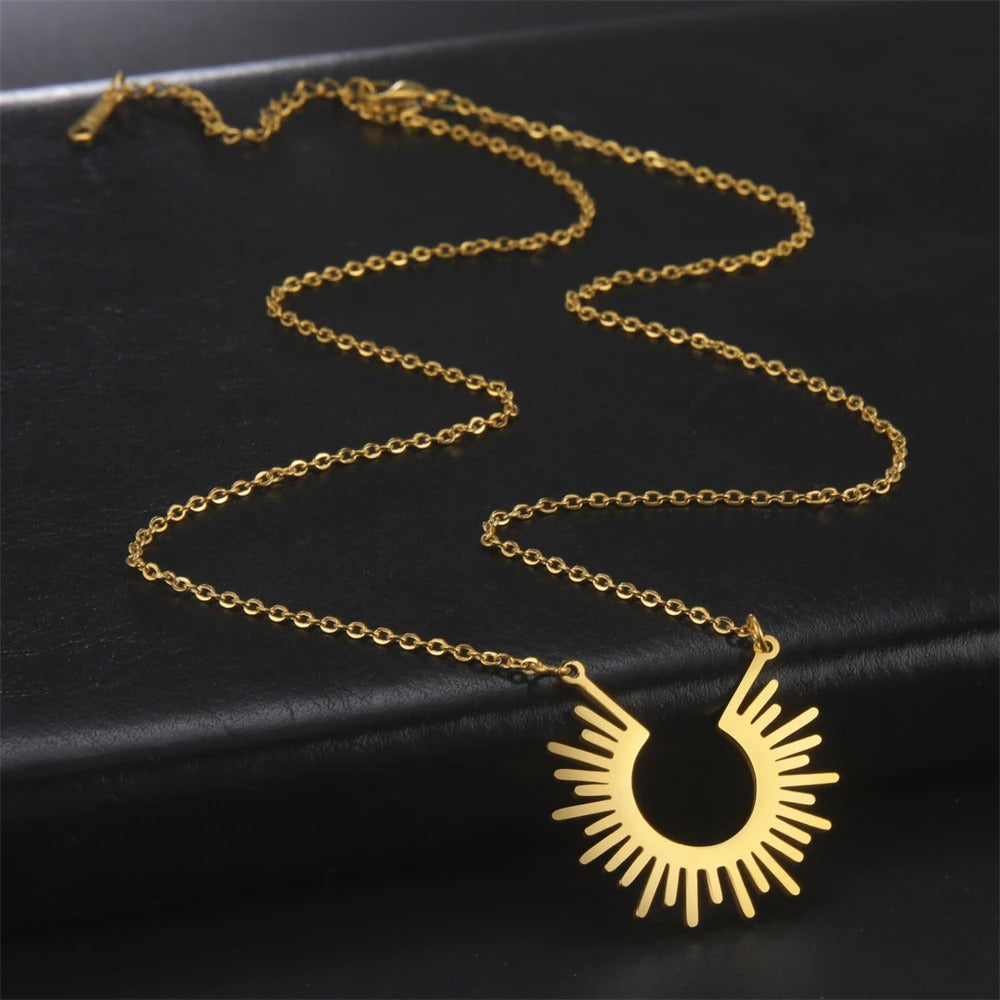 Stylish Stainless Steel Sun Rays Choker Necklace Birthday Gift