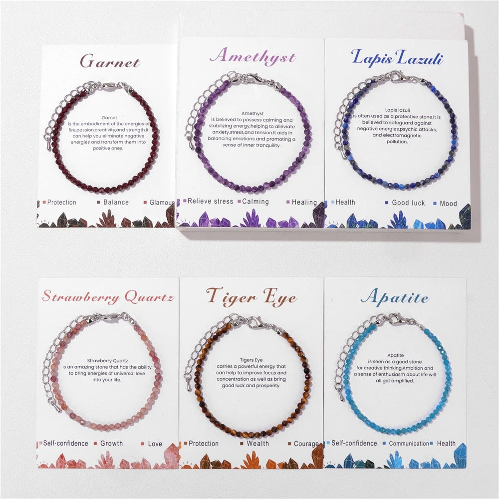 Amethyst & Quartz Faceted Stone Bracelet Reiki Healing Jewelry