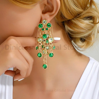 Shiny Rhinestone Drop Earrings Women Luxury Wedding Jewelry