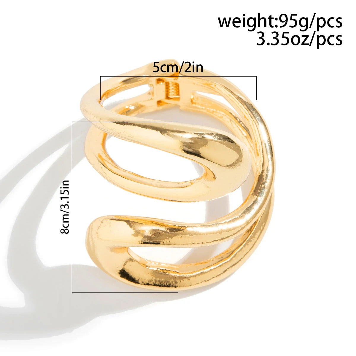 Gold Geometric Twisted Open Bangle Women’s Punk Metal Cuff Bracelet
