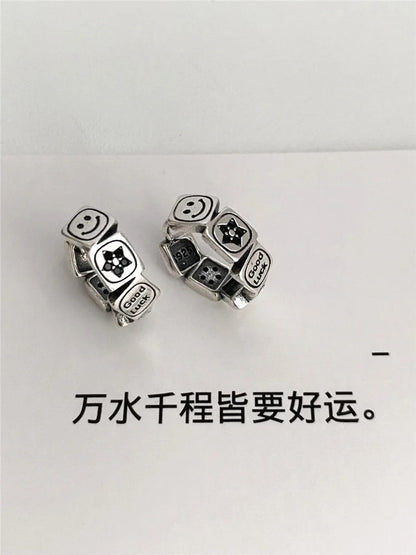 S925 Sterling Silver Smile Earrings Korean Fashion Women
