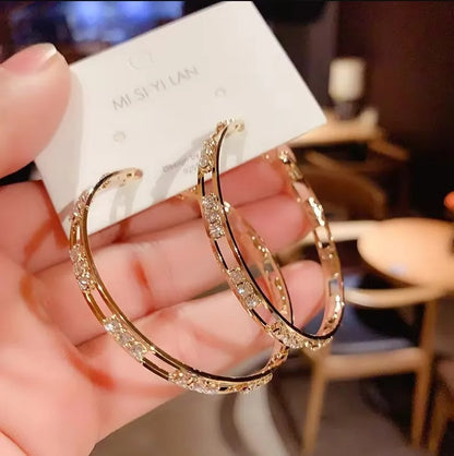 Fashion White Round Hoop Earrings Gold Color Wedding Jewelry
