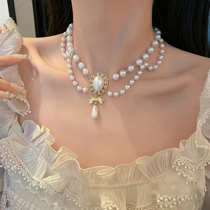 Luxury Baroque Pearl Choker Necklace Women Wedding Party Gift