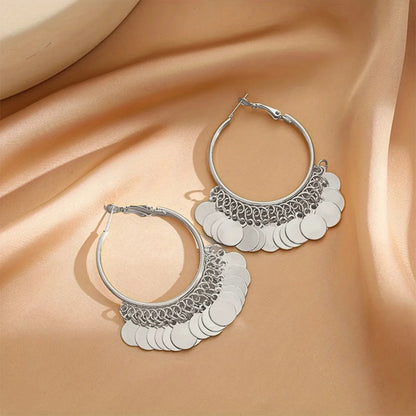 Fashion Geometric Disc Hoop Earrings Women Sexy Circle Pendant Jewelry