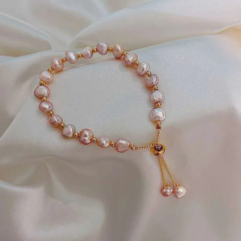 Irregular Imitation Pearl Bracelet For Women Korean Natural Stone Pendant Adjustable Cuff Bracelets Anniversary Jewelry
