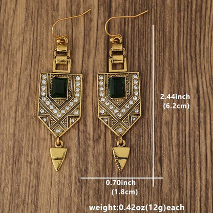 Green Crystal Rhinestone Tassel Earrings Gold Long Dangle Jewelry
