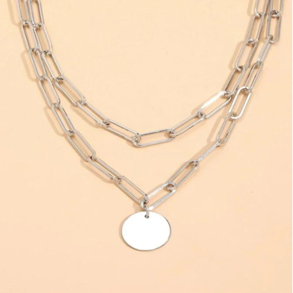 SUMENG 2024 New Fashion Vintage Round Charm Layered Necklace Jewelry Clothing Aesthetic For Women Girls Pendant Gifts