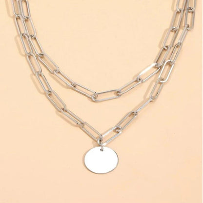 SUMENG 2024 New Fashion Vintage Round Charm Layered Necklace Jewelry Clothing Aesthetic For Women Girls Pendant Gifts
