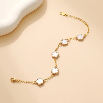 Women’s Lucky Clover Hand Bracelet Stainless Steel Gold Jewelry