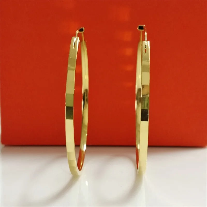 New Fashion 18K Gold Plated Hoop Earrings For Women 925 Sterling Silver Fashion Earring