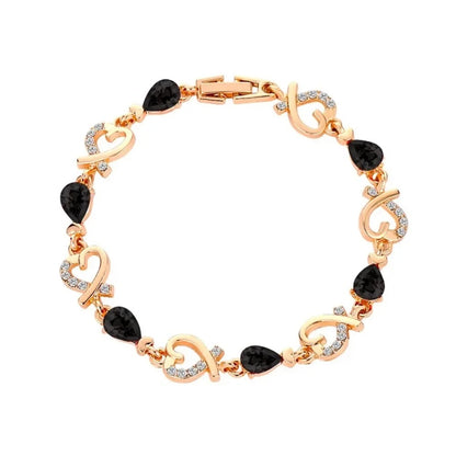 New 5 Colors Beautiful Colorful Austrian Crystal Heart Chain Bracelet For Women Fashion Jewelry Gifts 2025