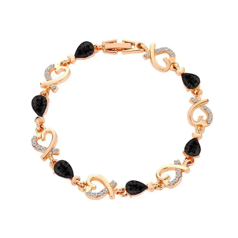 New 5 Colors Beautiful Colorful Austrian Crystal Heart Chain Bracelet For Women Fashion Jewelry Gifts 2025