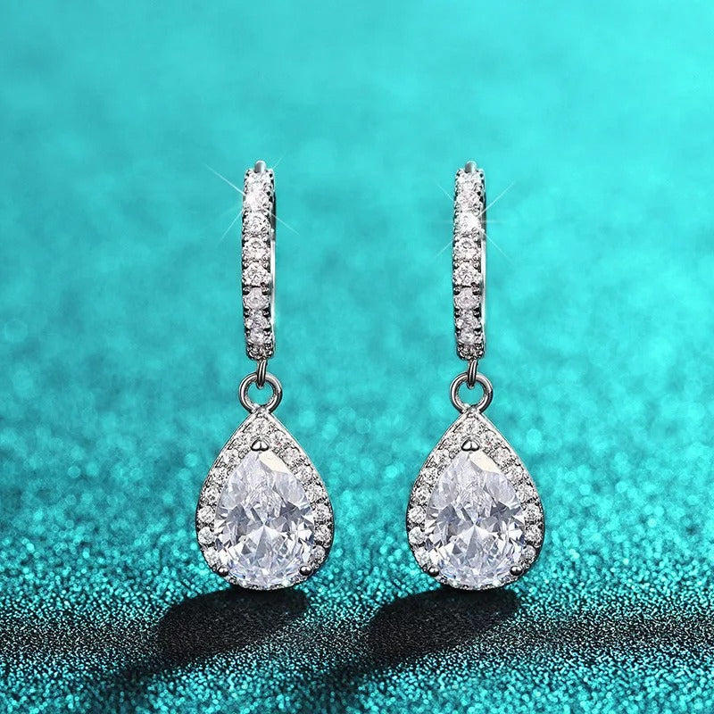 Women’s Silver Drop Earrings AAA Cubic Zirconia Engagement Jewelry