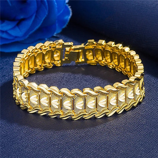Retro Fashion Coin Gold-Plated Wide Bracelet Watch Chain