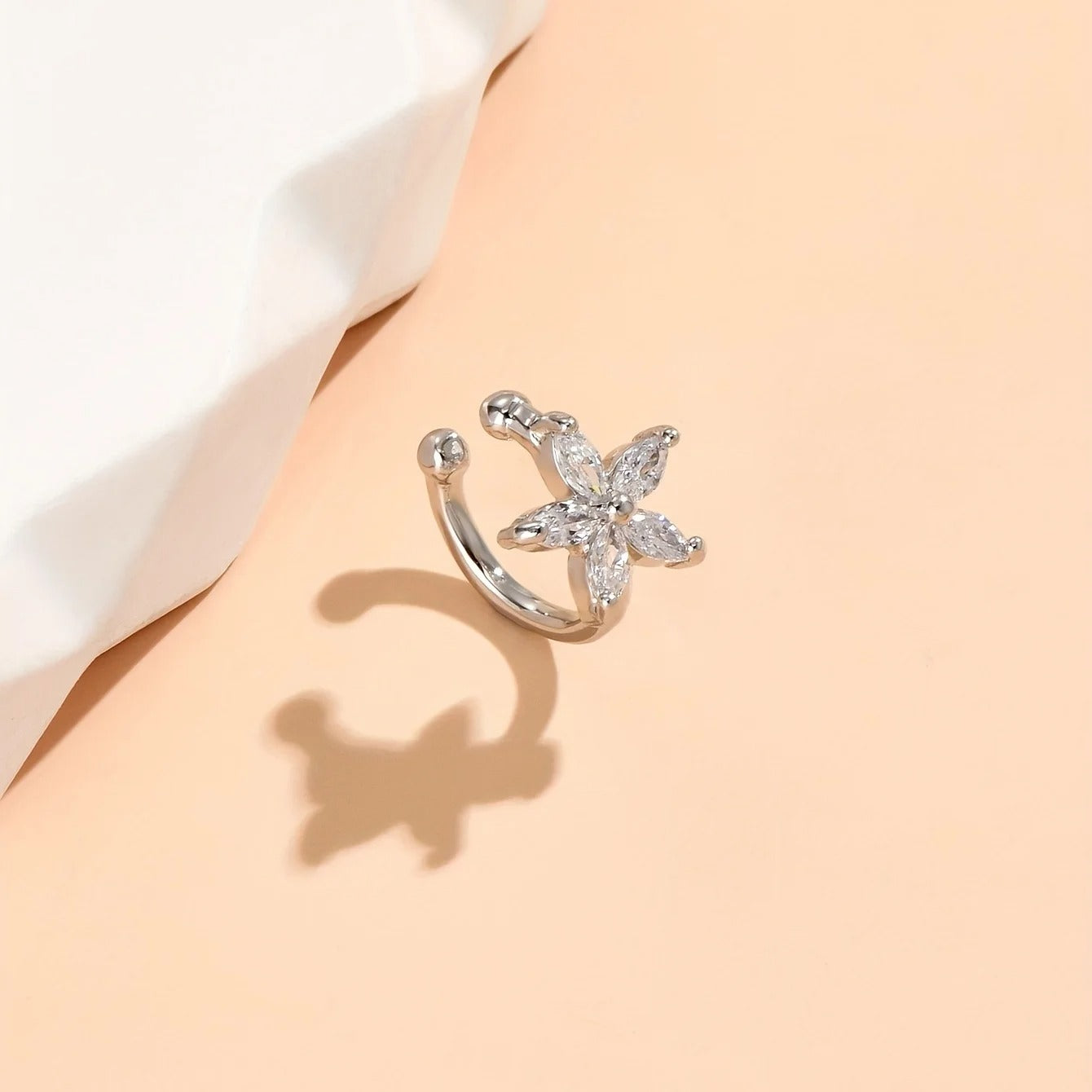 Glamour Lady exquisite simple zircon set flower earrings banquet jewelry