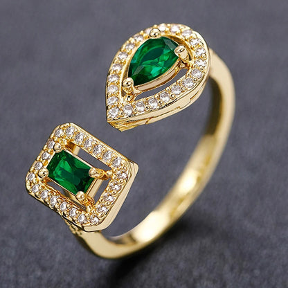 Geometric Shaped Cuff Opening Rings for Women Silver Color/Gold Color Noble Cubic Zirconia Ring Accessory Fashion Jewelry