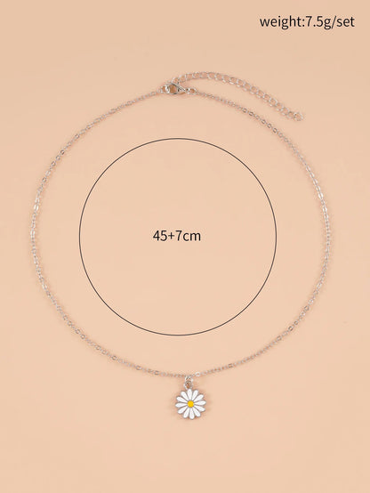 Silver color collar Daisy Flower Pendant Necklace for Women Link Chain Wedding Jewelry Cute Wedding Party Jewelry Gifts