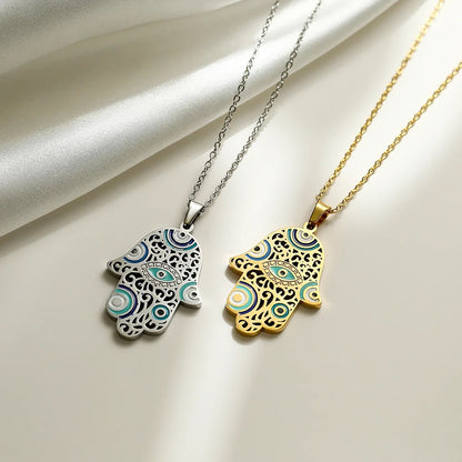 2025 New Arrival Gold Color 316L Stainless Steel Wedding Jewelry Fashion Heart Palm Necklace For Elegant Women Gift