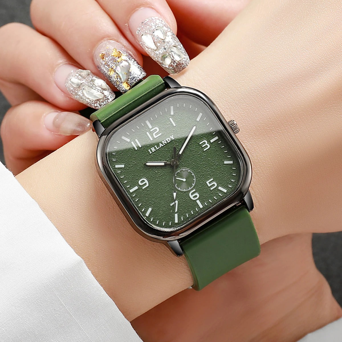 Square Quartz Watch for Women Casual Silicone Strap Sports Wristwatch