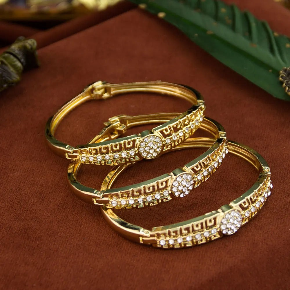 Gold Color Arabic Bracelet Bangle Crystal Women Charm Bracelet  Wedding Jewelry Morocco Bridal Gift