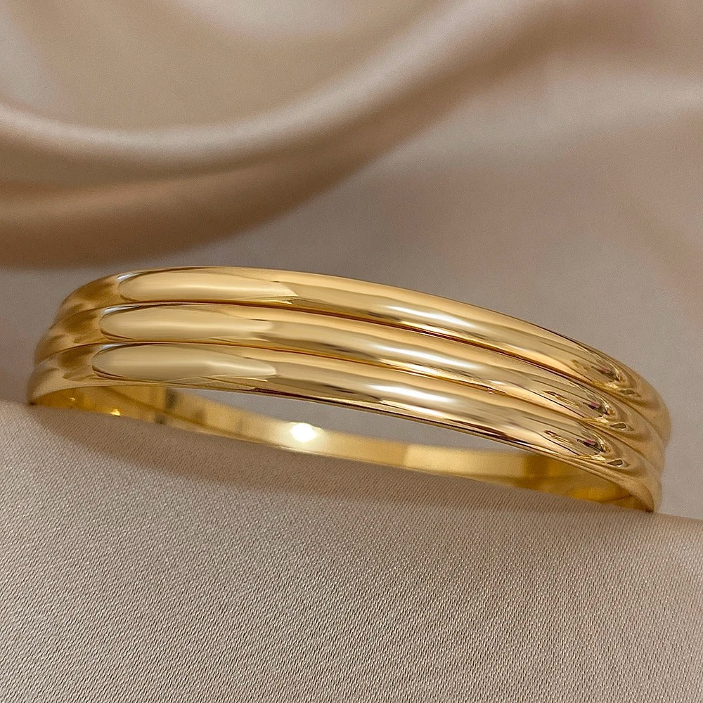 Women’s Stainless Steel Bracelet Set Basic Minimalist Bangles