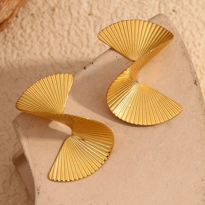 Creative S Shaped Fan Earrings Women Waterproof Fashion Jewelry Gift