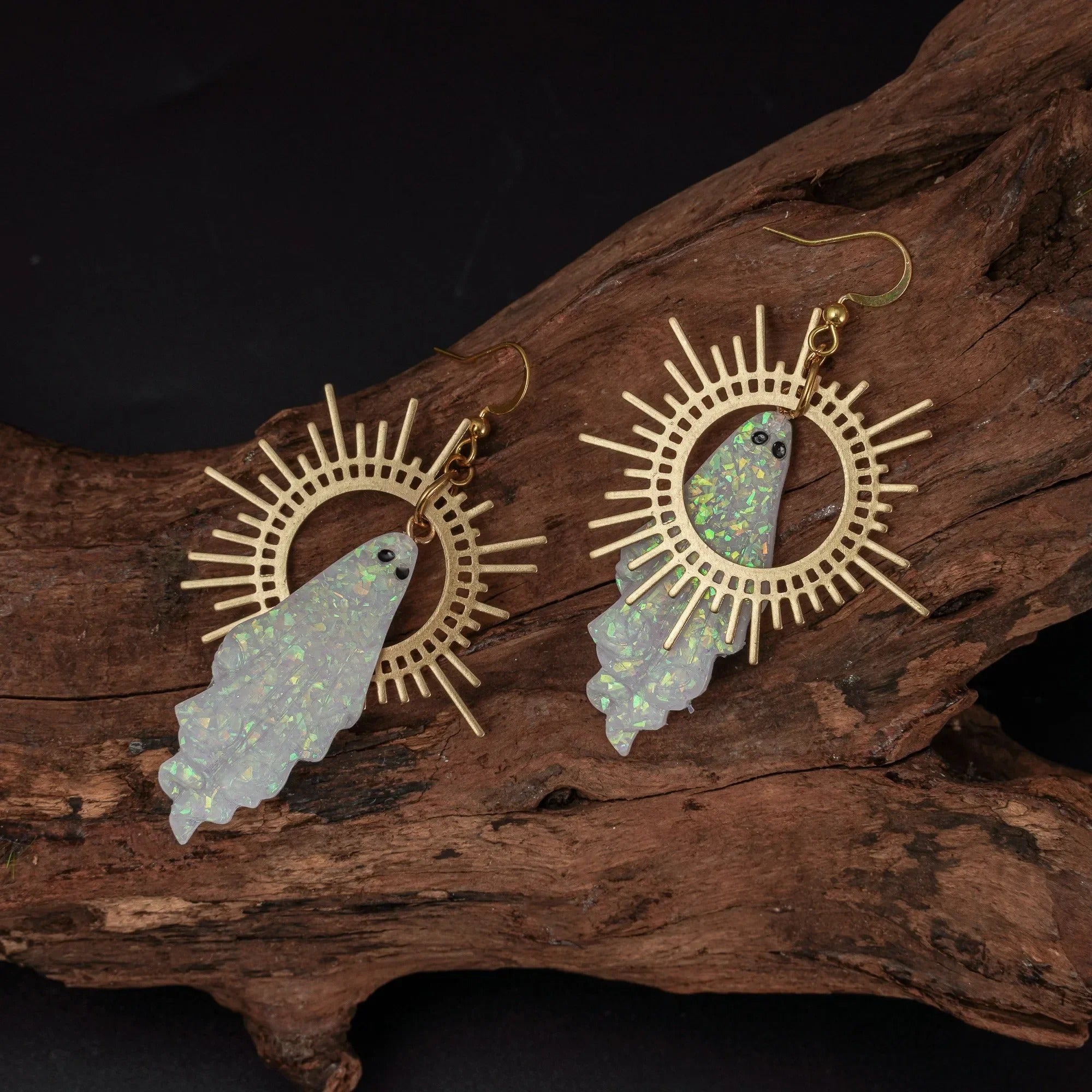 Goth Sun Ghost Star Ghost Earrings Halloween Handmade Earrings Resin Gothic Punk Style Horror Woman Witches Jewelry Dangle Gift