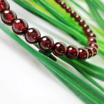 Natural Garnet Stone Bracelet Men & Women Wine Red Bead Jewelry