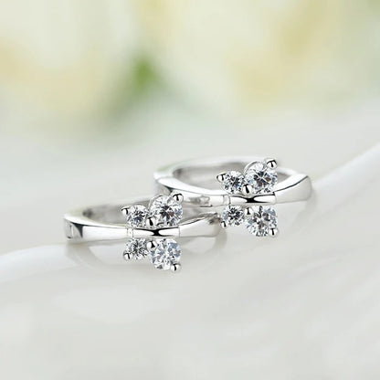 Baby Princess Silver Butterfly Zirconia Small Hoop Earrings Girls