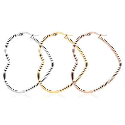 Big Heart Hoop Earrings Gold Stainless Steel Women’s Jewelry