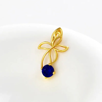 Fashion Gold Color Sapphire Flower Pendant Necklace for Women Bride Birthday Wedding Jewelry Gifts