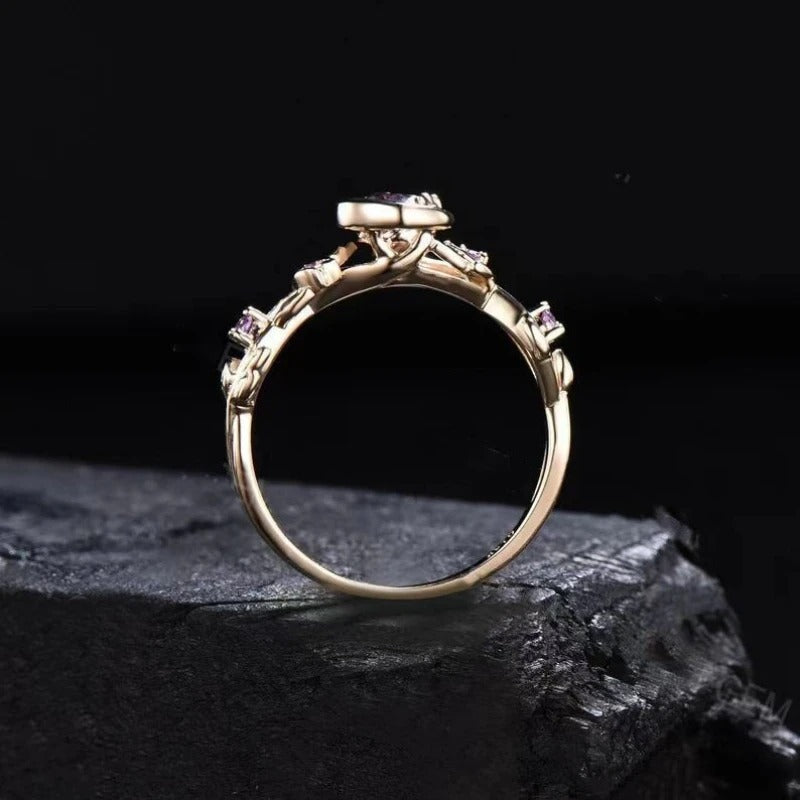 Colored Zircon Crystal Ring Chic Moon & Stars Design for Women