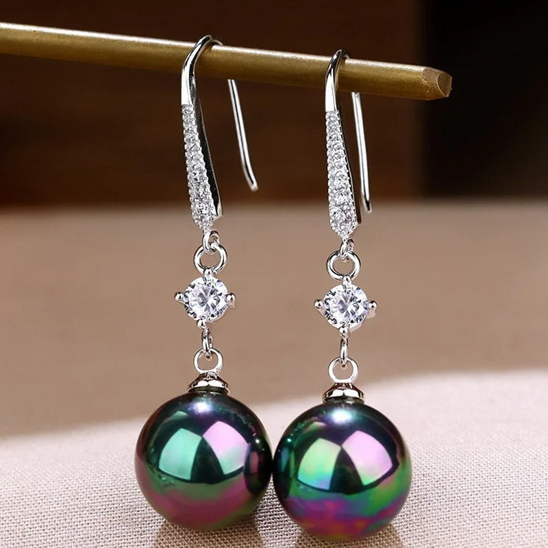 Korean Luxury Zircon Pearl Dangle Earrings for Women Temperament Long Drop Earrings Bridal Engagement Wedding Party Jewelry Gift