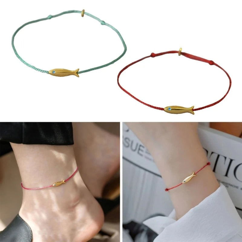 Women’s Cute Fish Bracelet Minimalist Red & Blue String Gift Jewelry