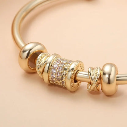 Trendy Gold Cuff Bracelet Girls Adjustable Cubic Zircon Jewelry Gift