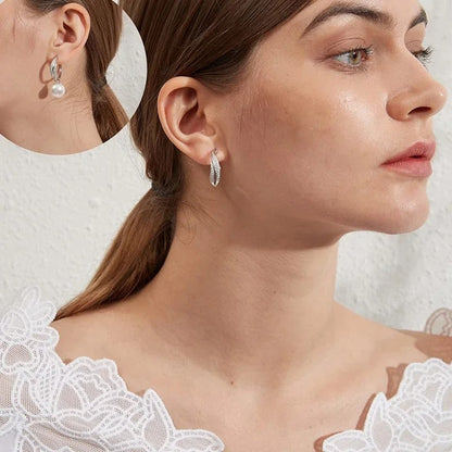 Elegant Simulated Pearl Hanging Earrings Bridal Dangle Jewelry