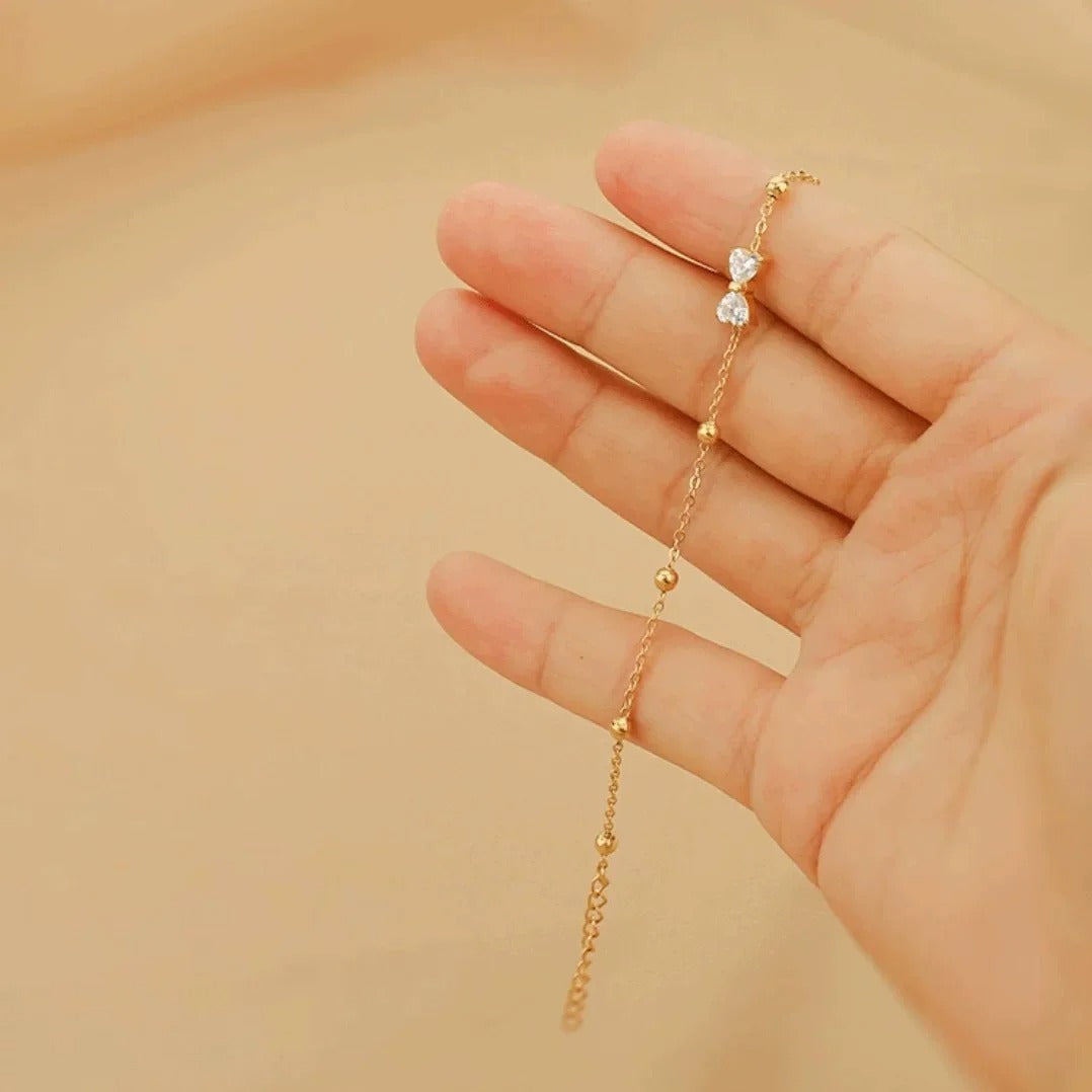 316L stainless steel bow shiny zircon bracelet for women fashion temperament jewelry gift