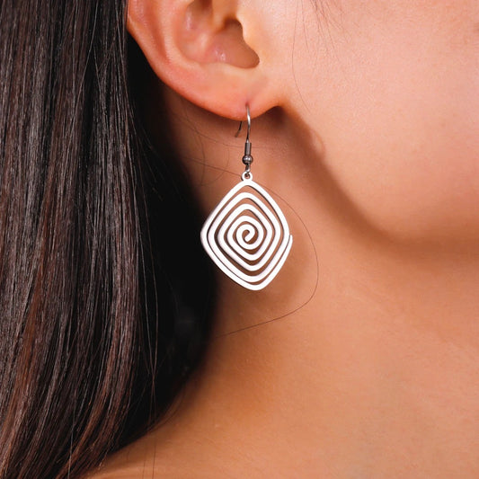 Irregular Spiral Swirl Drop Earrings Women Gold Color Stainless Steel Geometric Earring Trend Jewelry Gift