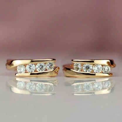 Gold Color Hoop Earrings for Women Daily Wear Statement Ear Circle Earrings Low-key Temperament Versatile Female Jewelry