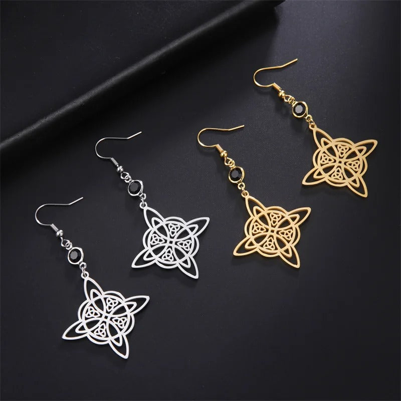 Stainless Steel Witchcraft Dangle Earrings Protection Amulet