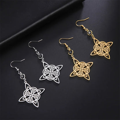 Stainless Steel Witchcraft Dangle Earrings Protection Amulet